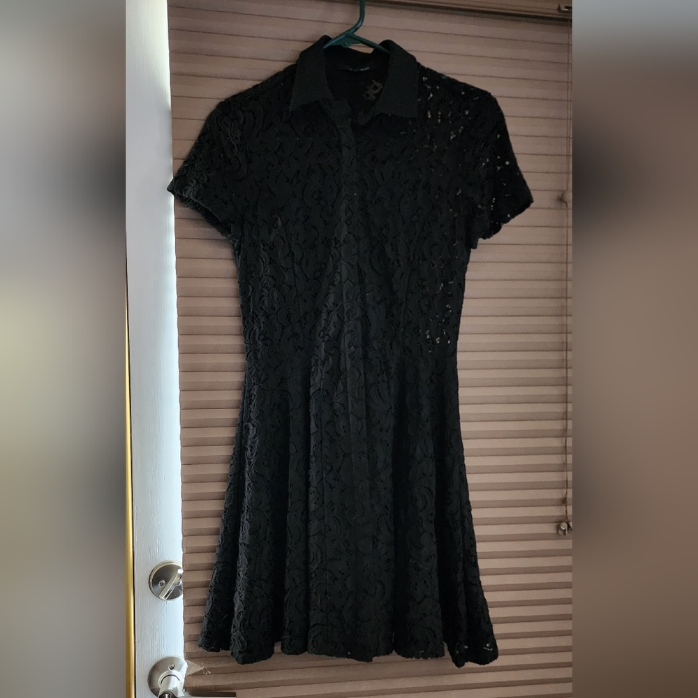 Olivaceous Women's Black Laced  Short Sleeve Mini Dress. Barely Used Size M